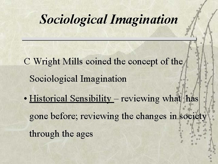 Sociological Imagination C Wright Mills coined the concept of the Sociological Imagination • Historical