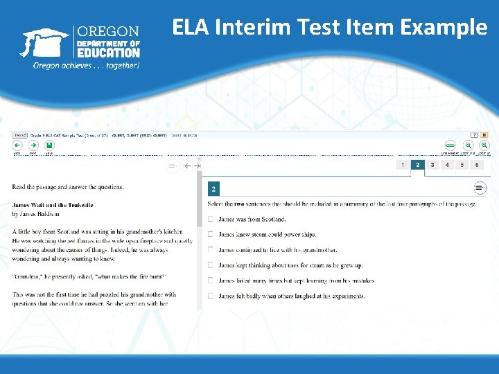 ELA Interim Test Item Example ELA Interim Test Item Example