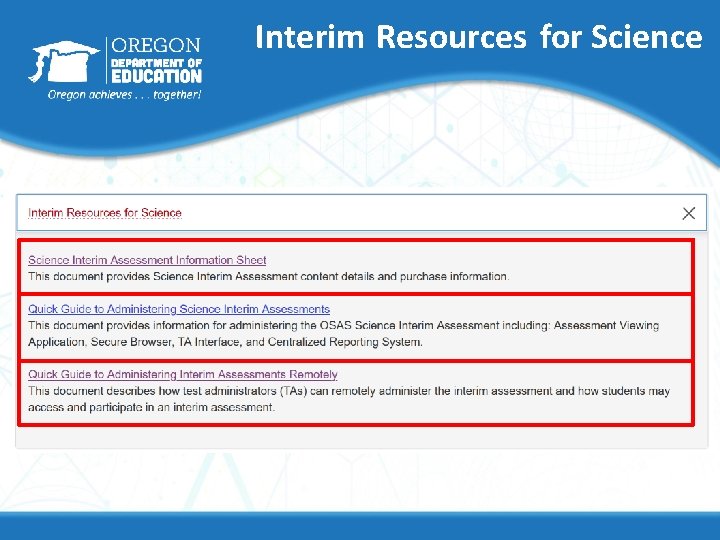 Interim Resources for Science Interim Resources for Science