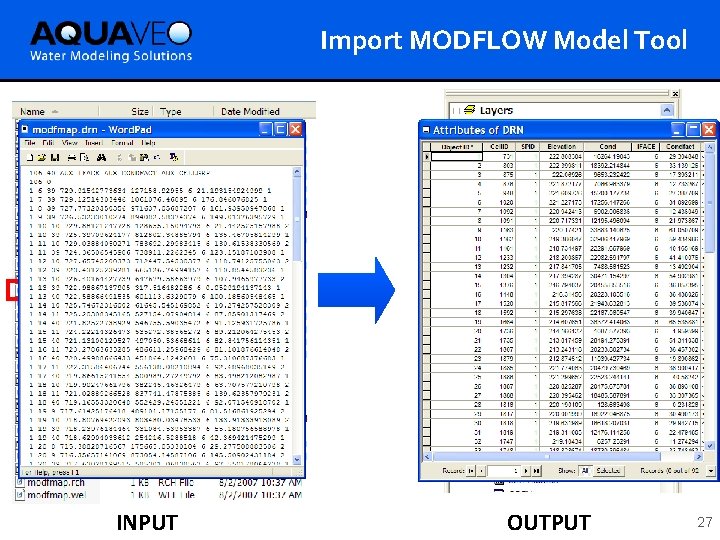 Import MODFLOW Model Tool INPUT OUTPUT 27 