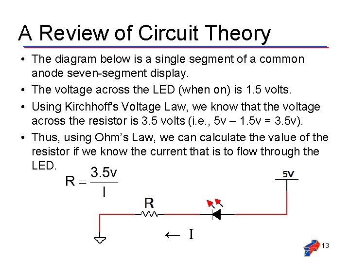 A Review of Circuit Theory • The diagram below is a single segment of