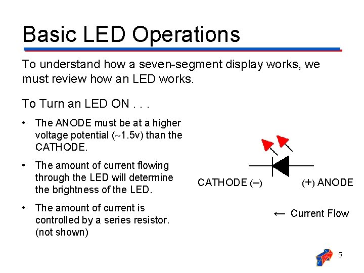 Basic LED Operations To understand how a seven-segment display works, we must review how