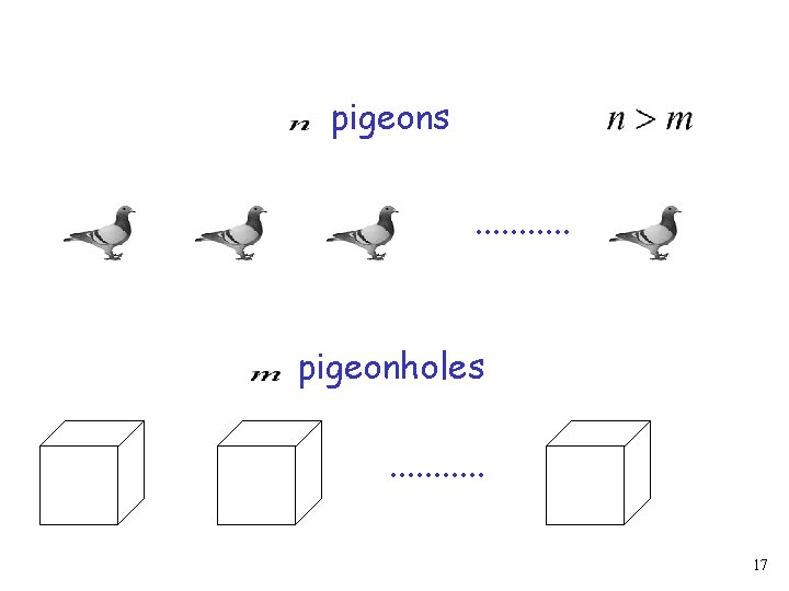 pigeons. . . pigeonholes. . . 17 