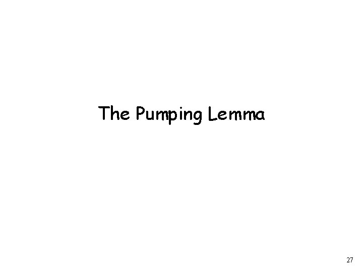 The Pumping Lemma 27 