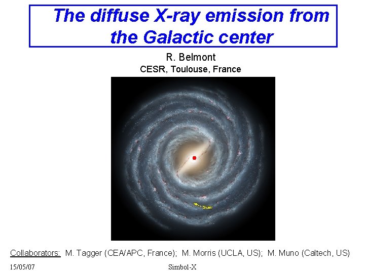  The diffuse X-ray emission from the Galactic center R. Belmont CESR, Toulouse, France