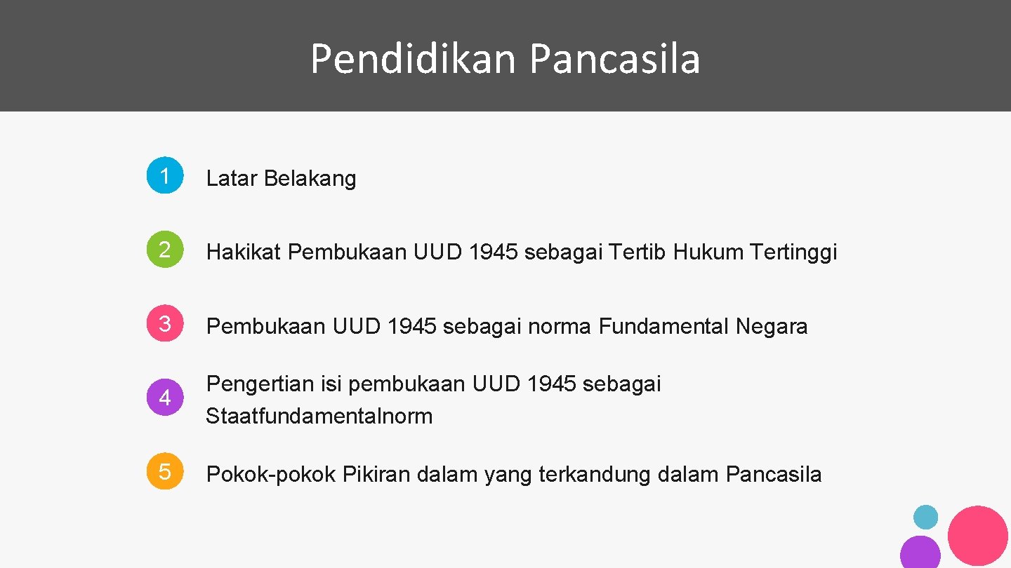 Pendidikan Pancasila 1 Latar Belakang 2 Hakikat Pembukaan UUD 1945 sebagai Tertib Hukum Tertinggi