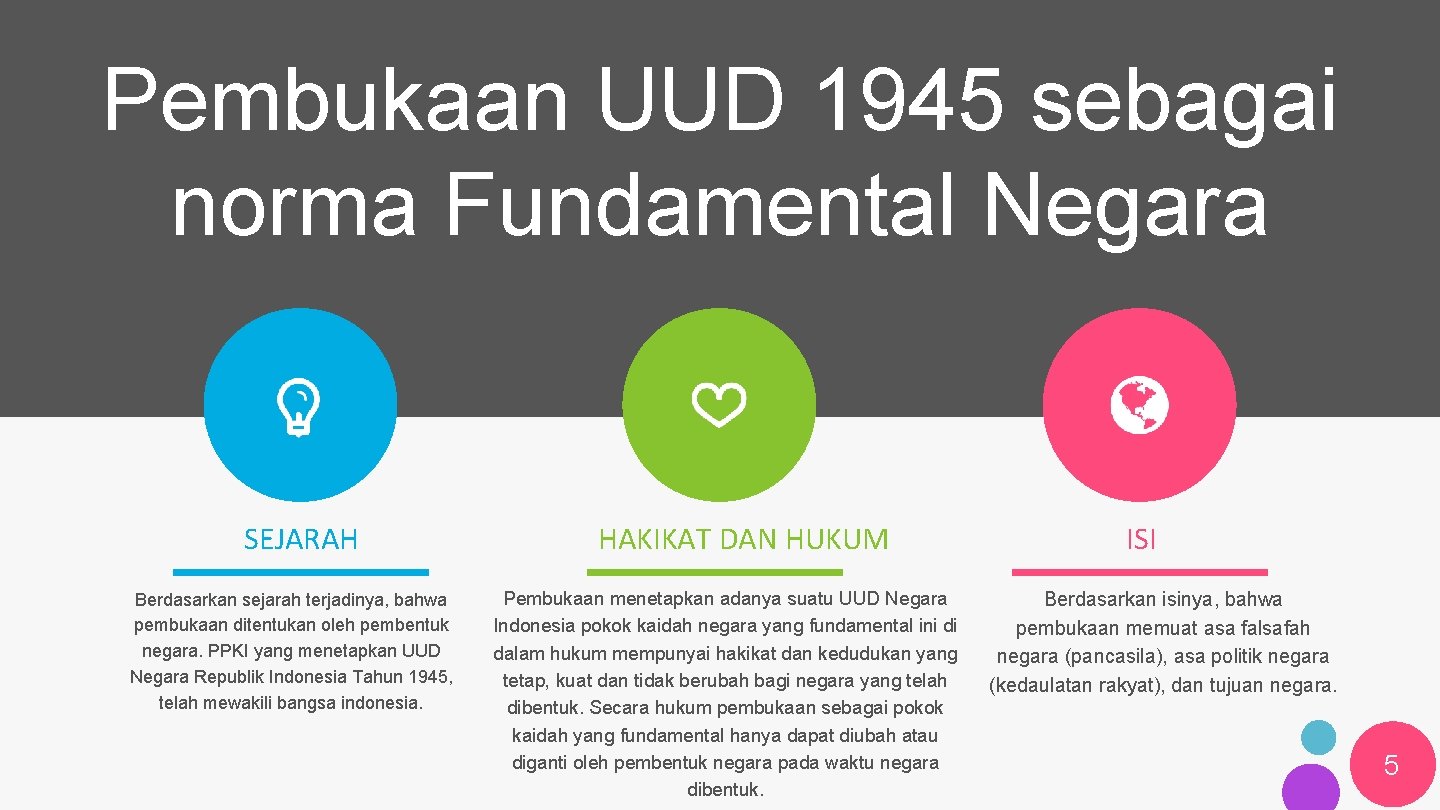 Pembukaan UUD 1945 sebagai norma Fundamental Negara SEJARAH Berdasarkan sejarah terjadinya, bahwa pembukaan ditentukan