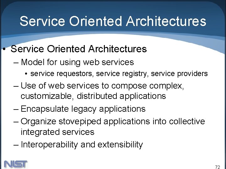 Service Oriented Architectures • Service Oriented Architectures – Model for using web services •