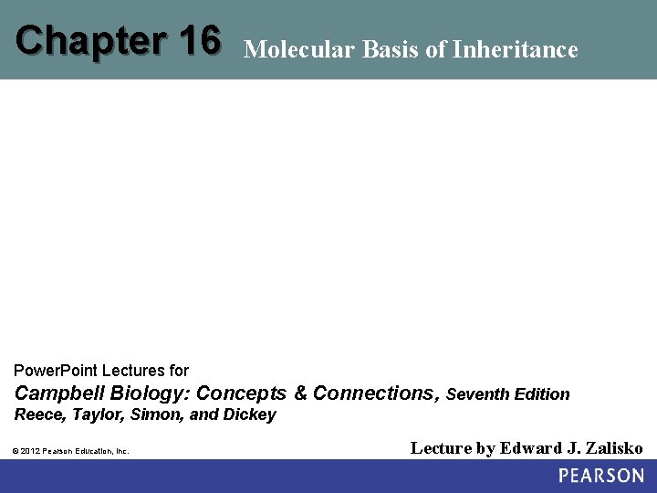 Chapter 16 Molecular Basis of Inheritance Power. Point Lectures for Campbell Biology: Concepts &