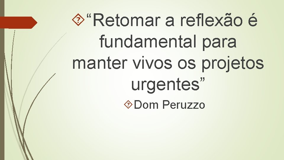  “Retomar a reflexão é fundamental para manter vivos os projetos urgentes” Dom Peruzzo