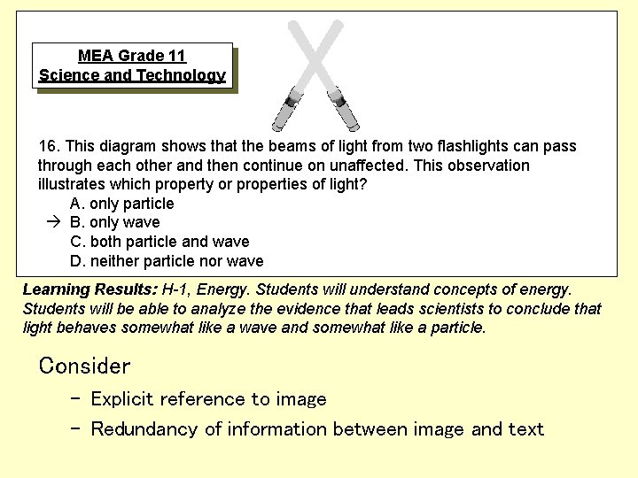 MEA Grade 11 Science and Technology 16. This diagram shows that the beams of