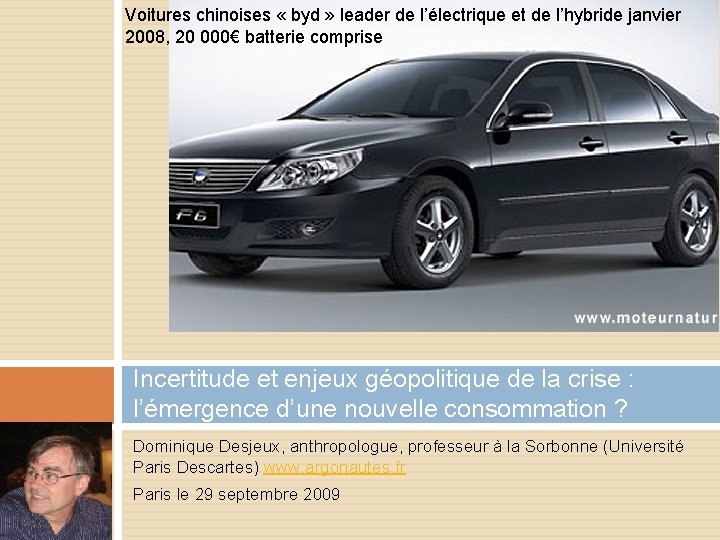 Voitures chinoises « byd » leader de l’électrique et de l’hybride janvier 2008, 20