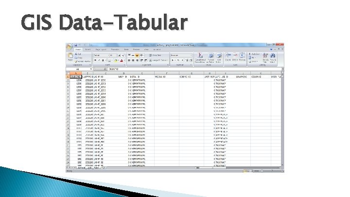 GIS Data-Tabular GIS Data-Tabular
