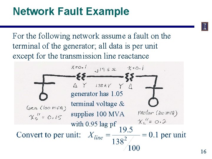 Network Fault Example For the following network assume a fault on the terminal of Network Fault Example For the following network assume a fault on the terminal of