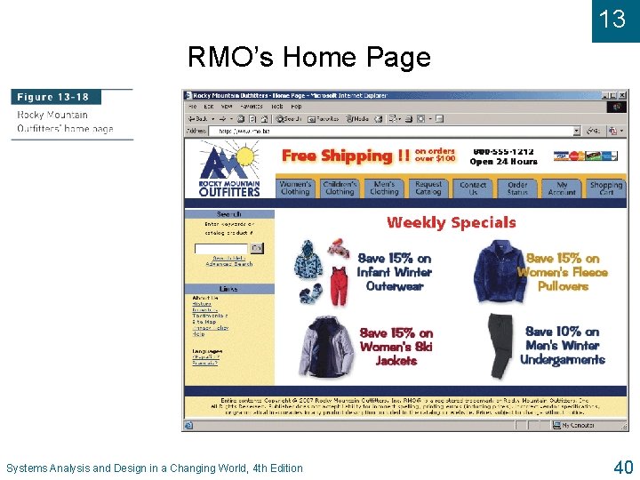 13 RMO’s Home Page Systems Analysis and Design in a Changing World, 4 th