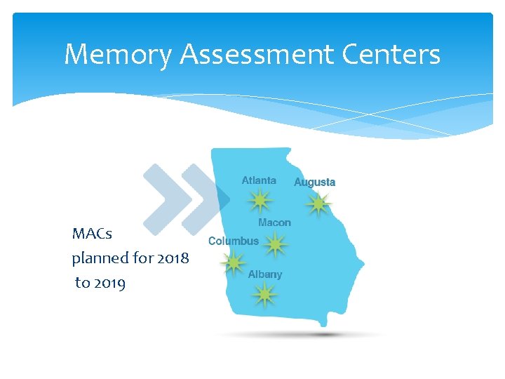 Memory Assessment Centers MACs planned for 2018 to 2019 