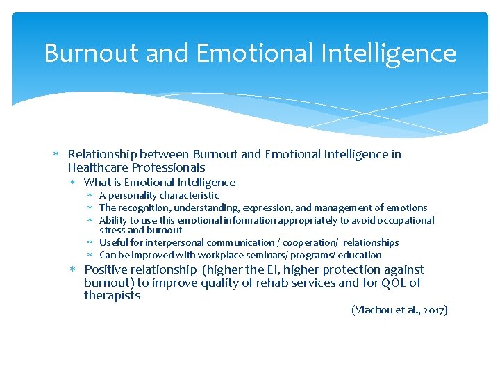 Burnout and Emotional Intelligence Relationship between Burnout and Emotional Intelligence in Healthcare Professionals What