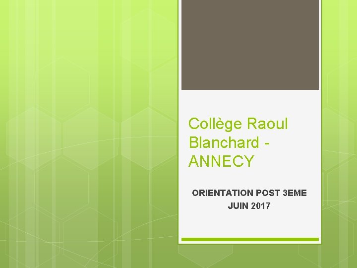 Collège Raoul Blanchard - ANNECY ORIENTATION POST 3 EME JUIN 2017 