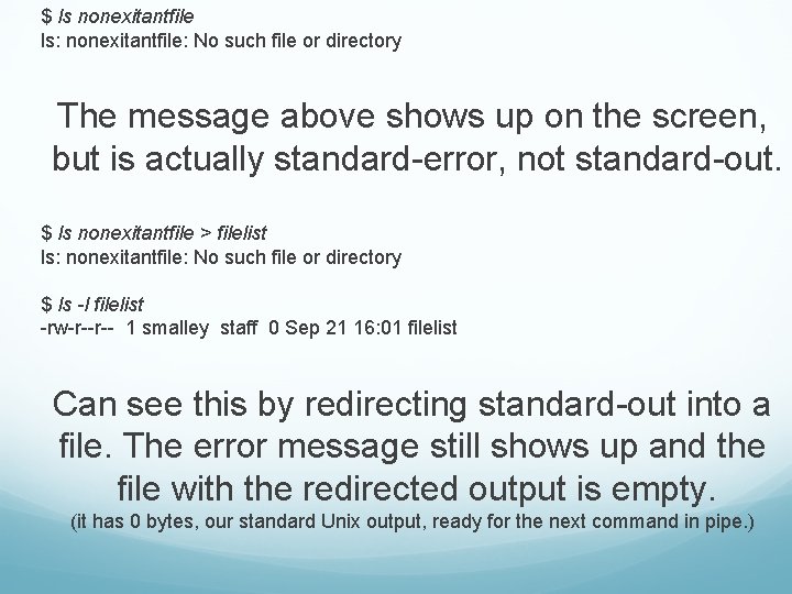 tcsh immediate standard error to standard out