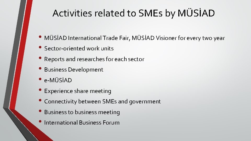 Activities related to SMEs by MÜSİAD • MÜSİAD International Trade Fair, MÜSİAD Visioner for