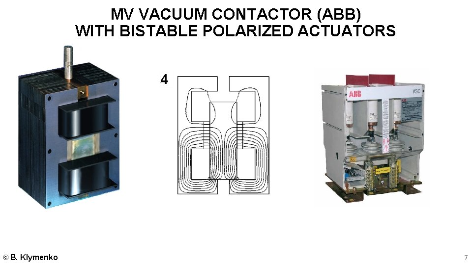 MV VACUUM CONTACTOR (ABB) WITH BISTABLE POLARIZED ACTUATORS 1 B. Klymenko 7 