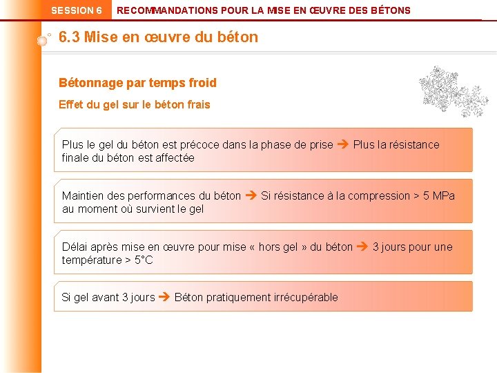SESSION 6 RECOMMANDATIONS POUR LA MISE EN ŒUVRE DES BÉTONS 6. 3 Mise en SESSION 6 RECOMMANDATIONS POUR LA MISE EN ŒUVRE DES BÉTONS 6. 3 Mise en