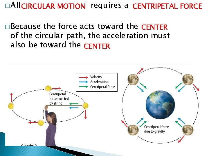 � All CIRCULAR � Because MOTION requires a CENTRIPETAL FORCE the force acts toward