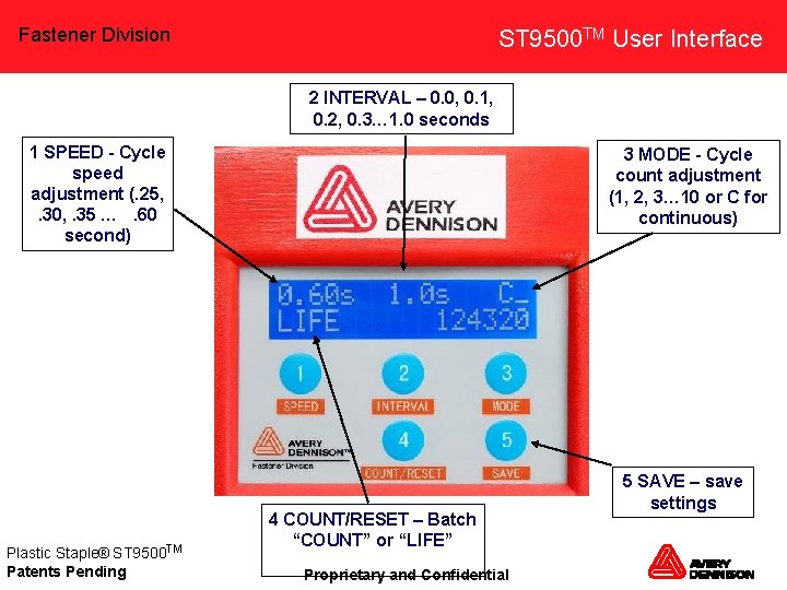 Fastener Division ST 9500 TM User Interface 2 INTERVAL – 0. 0, 0. 1,
