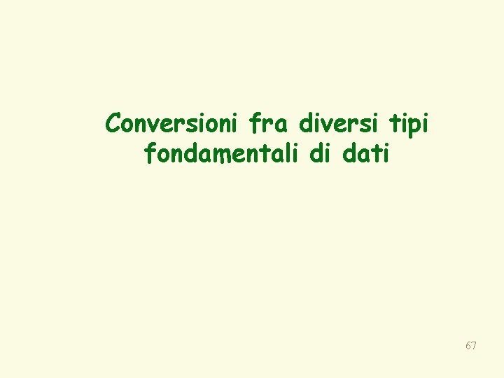 Conversioni fra diversi tipi fondamentali di dati 67 