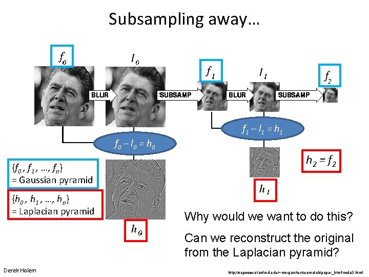 Subsampling away… f 1 – l 1 = h 1 f 0 – l