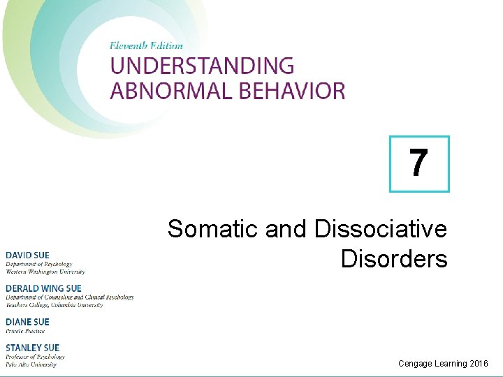 7 Somatic and Dissociative Disorders Cengage Learning 2016 