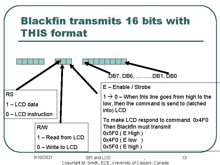 Blackfin transmits 16 bits with THIS format DB 7, DB 6, ………DB 1, DB