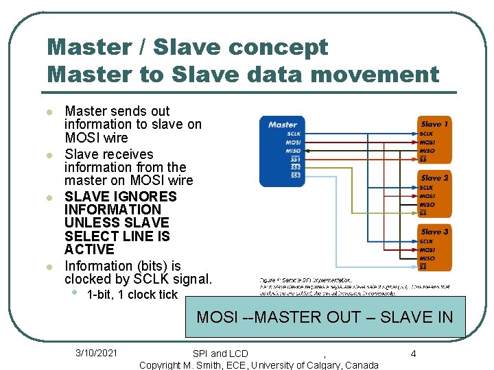 Master / Slave concept Master to Slave data movement l l Master sends out