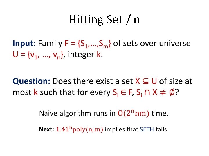Hitting Set / n • 