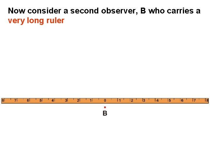 Now consider a second observer, B who carries a very long ruler 