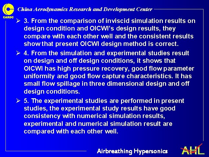China Aerodynamics Research and Development Center Ø 3. From the comparison of inviscid simulation China Aerodynamics Research and Development Center Ø 3. From the comparison of inviscid simulation