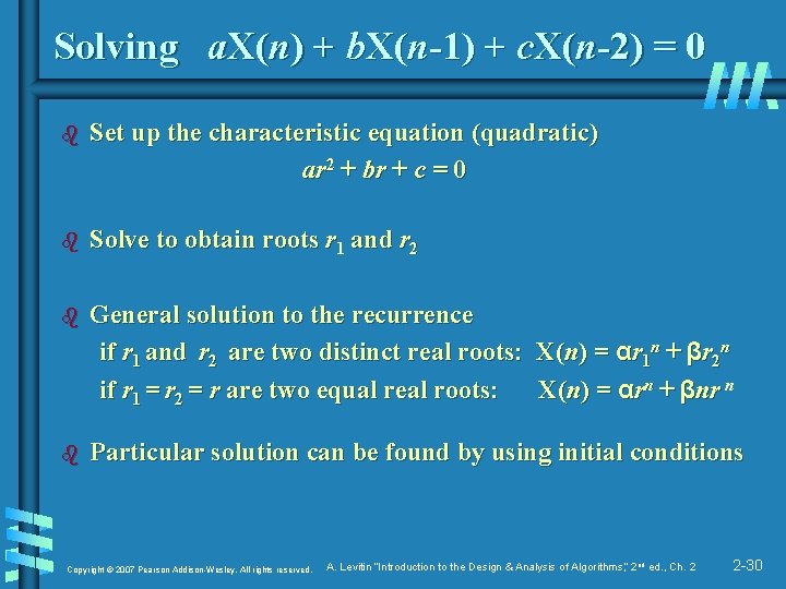 Solving a. X(n) + b. X(n-1) + c. X(n-2) = 0 b Set up