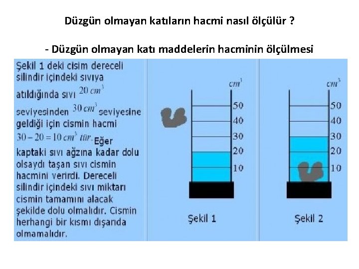 Düzgün olmayan katıların hacmi nasıl ölçülür ? - Düzgün olmayan katı maddelerin hacminin ölçülmesi