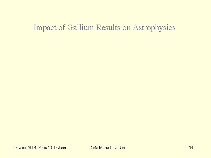 Impact of Gallium Results on Astrophysics Neutrino 2004, Paris 13 -18 June Carla Maria