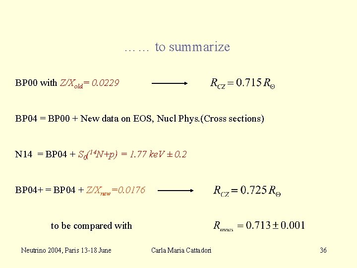 …… to summarize BP 00 with Z/Xold= 0. 0229 BP 04 = BP 00