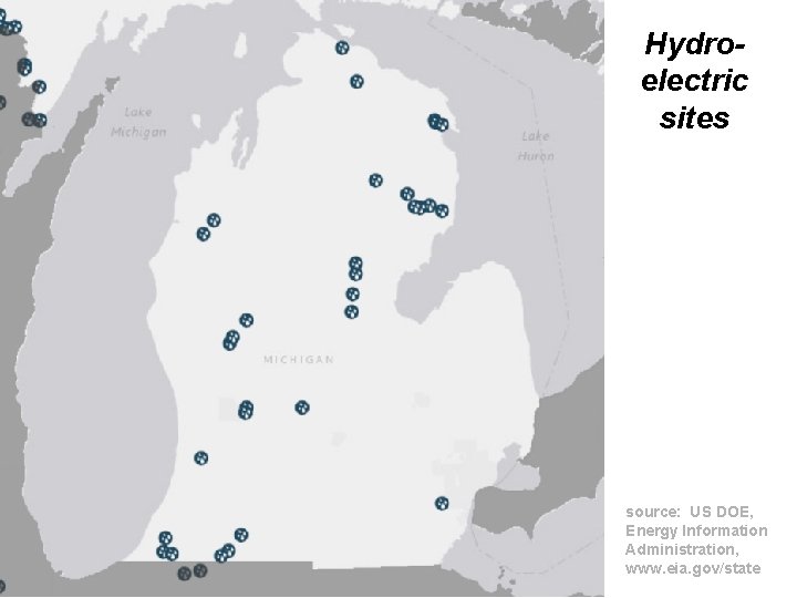 Hydroelectric sites source: US DOE, Energy Information Administration, www. eia. gov/state 