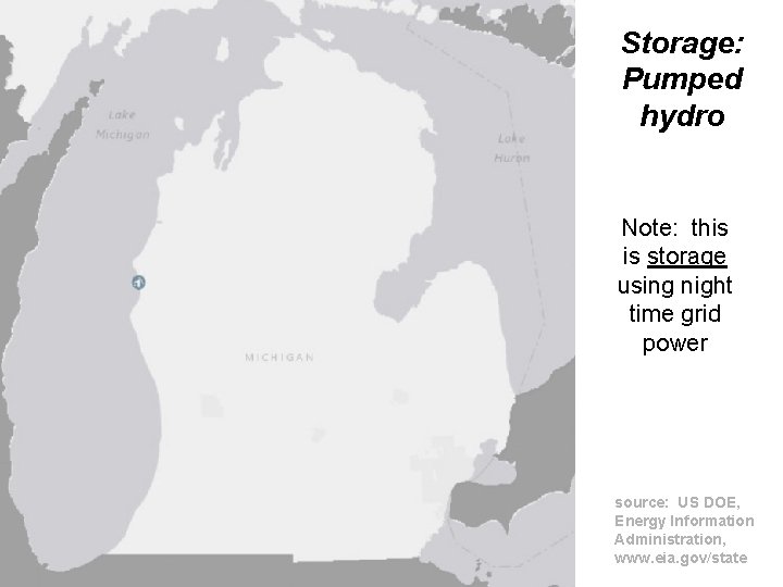 Storage: Pumped hydro Note: this is storage using night time grid power source: US