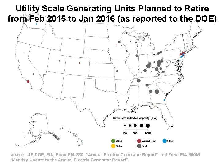 Utility Scale Generating Units Planned to Retire from Feb 2015 to Jan 2016 (as