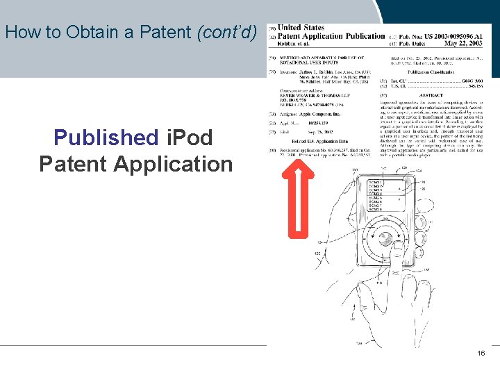 How to Obtain a Patent (cont’d) Published i. Pod Patent Application 16 