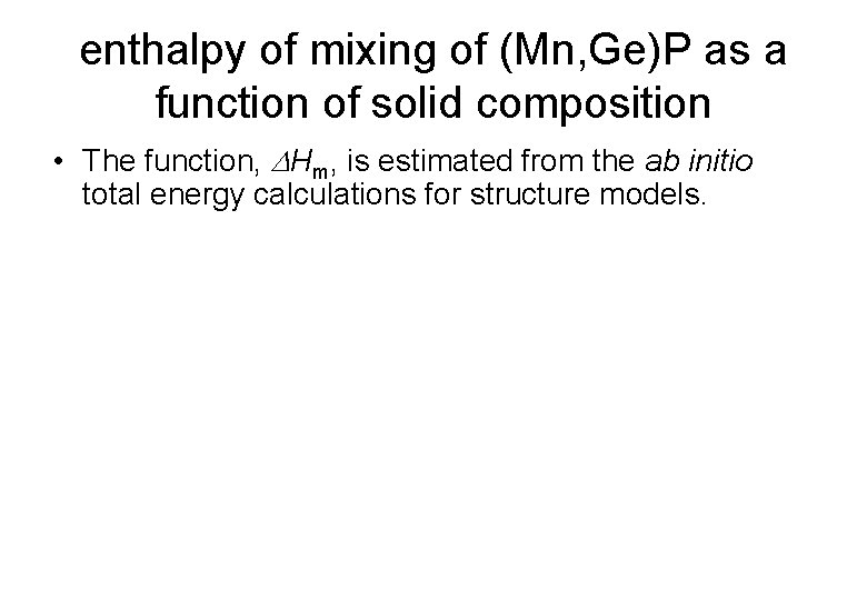 enthalpy of mixing of (Mn, Ge)P as a function of solid composition • The