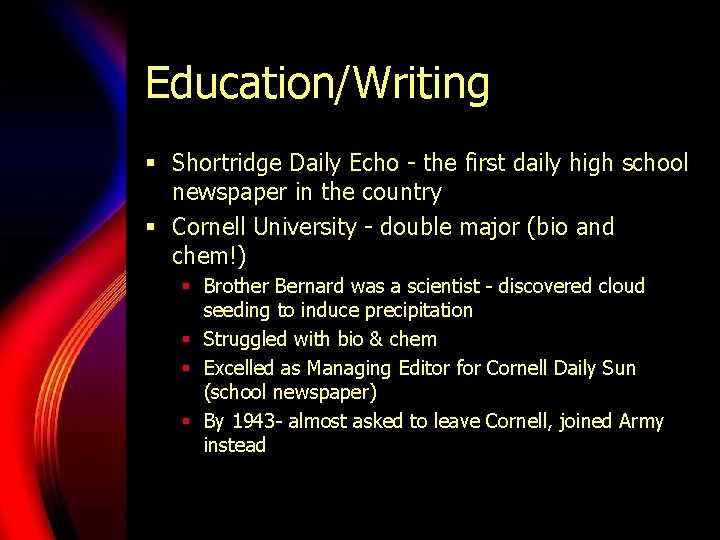 Education/Writing § Shortridge Daily Echo - the first daily high school newspaper in the