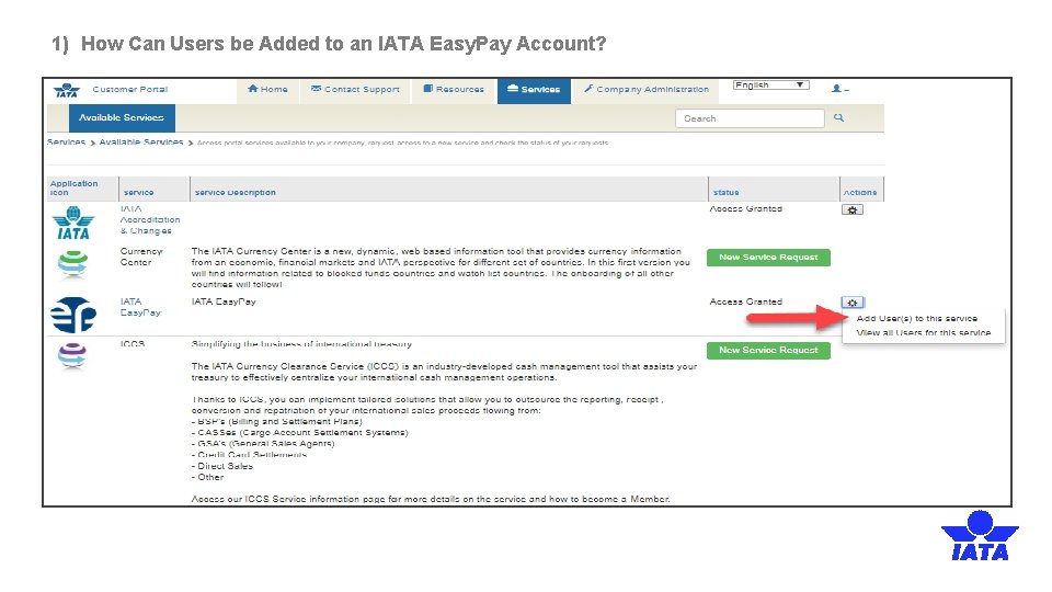 1) How Can Users be Added to an IATA Easy. Pay Account? 