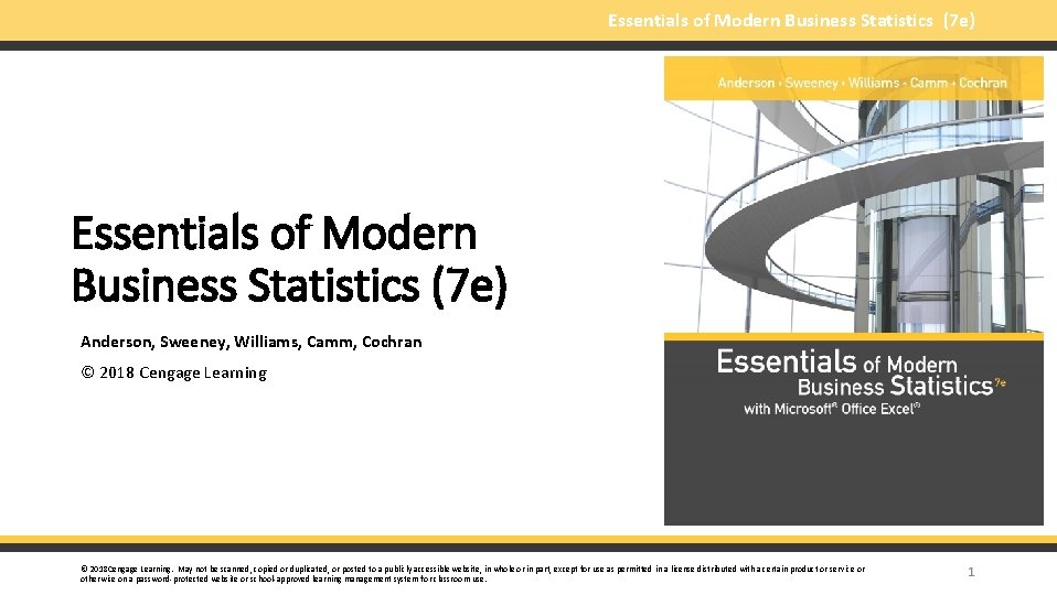 Essentials of Modern Business Statistics (7 e) Anderson, Sweeney, Williams, Camm, Cochran © 2018