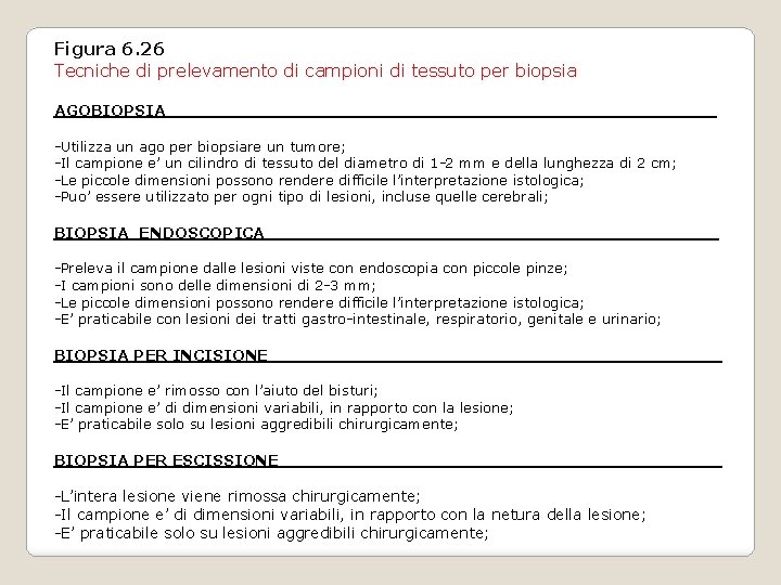 Figura 6. 26 Tecniche di prelevamento di campioni di tessuto per biopsia AGOBIOPSIA__________________________ -Utilizza Figura 6. 26 Tecniche di prelevamento di campioni di tessuto per biopsia AGOBIOPSIA__________________________ -Utilizza