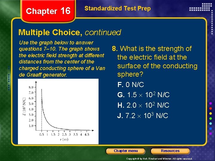 Chapter 16 Standardized Test Prep Multiple Choice, continued Use the graph below to answer